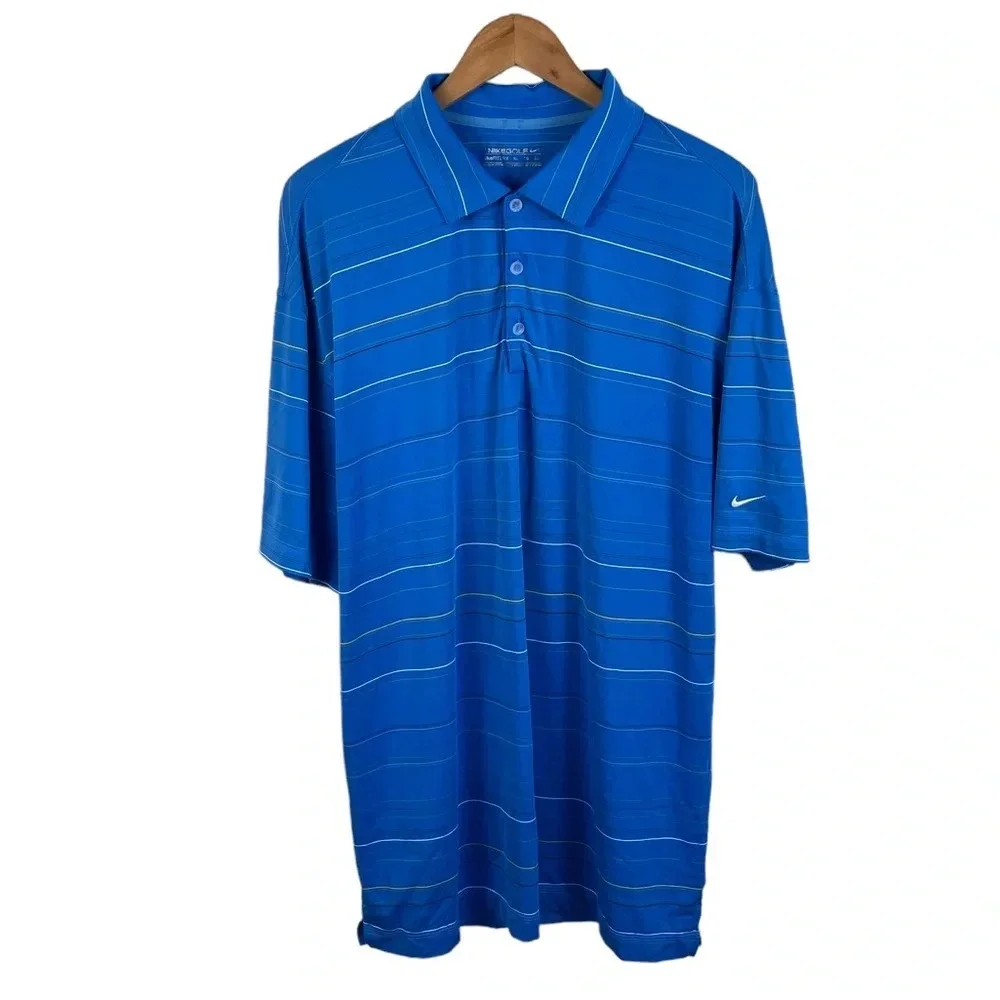 PO217 Mens Nike Golf Fit Dry Performance Striped Athletic Polo Shirt XL